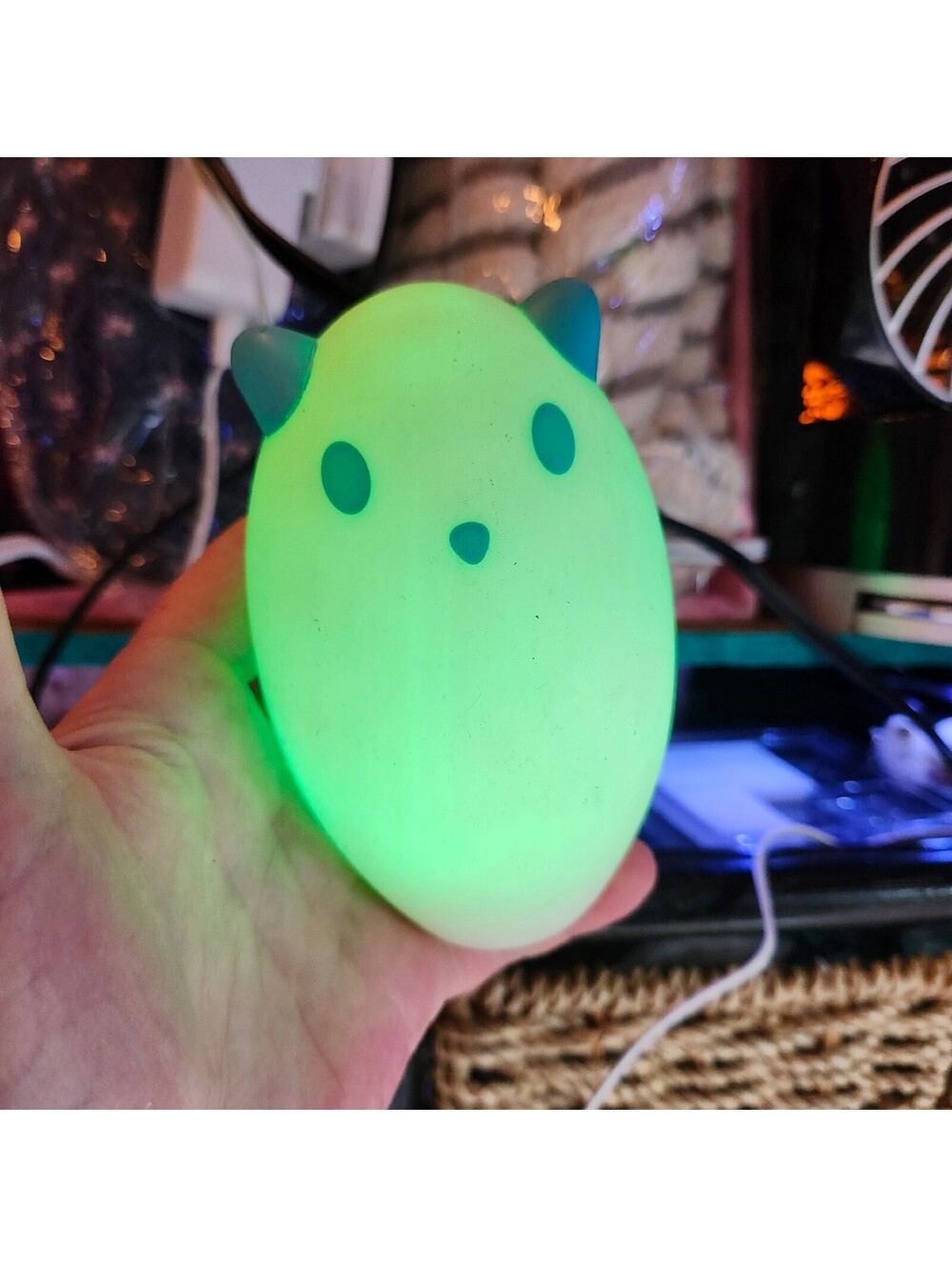 IKEA Color Changing LED Cat Night Light Mood Lamp White Blue Works